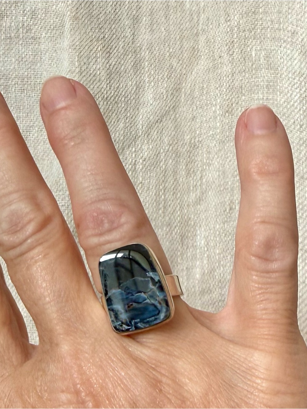 Pietersite and Sterling Silver Ring, Size 6